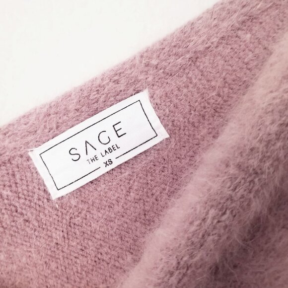 Sage The Label Dusty Lilac Angora Oversized V Neck Sweater Fairy Romantic XS - Picture 7 of 15